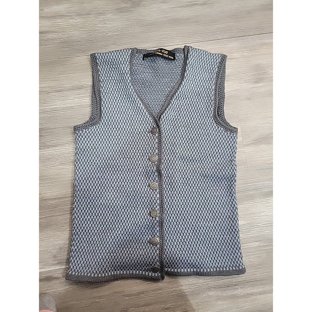 Norway Wool Vest Blue And Gray Gaular-flid Handmade 100% Wool